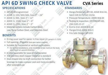 Check Valve, Swing, TE, 3” 150# RF, FP, Sour, WCB/SS, Viton GLT 90, BC